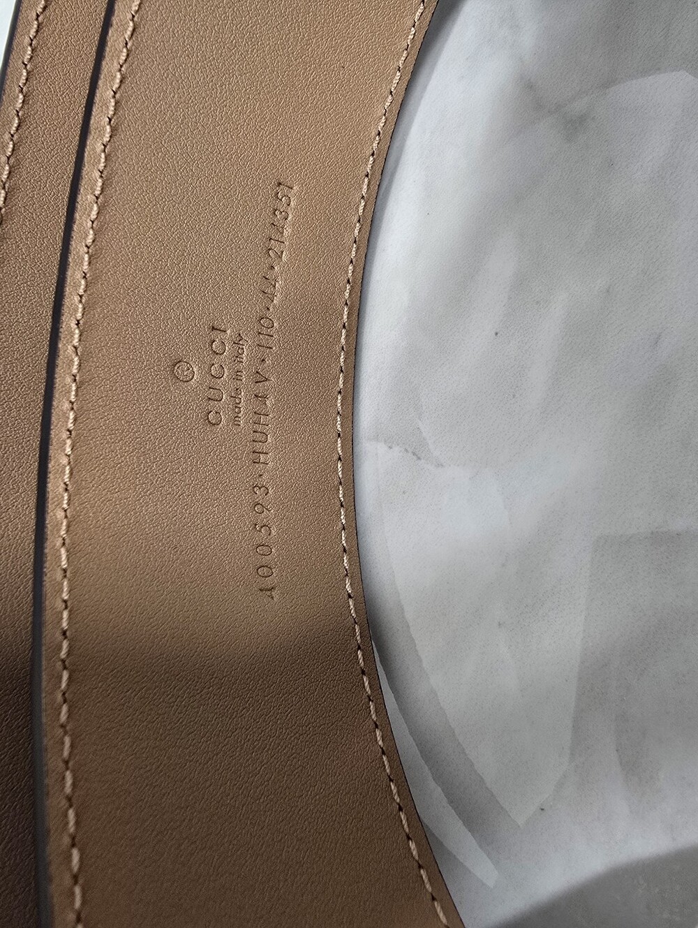 Gucci Beige GG Canvas Belt with Nude Double-G Buckle - Picture 5 of 5